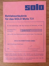 Betriebserlaubnis SOLO Mofa