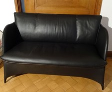 Wittmann schwarzes Ledersofa, Design der 70er, TOP-Zustand