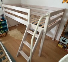 Flexa Hochbett Kiefer massiv weiß lasiert - Höhe 120 cm, Liegehöhe ca. 90 cm