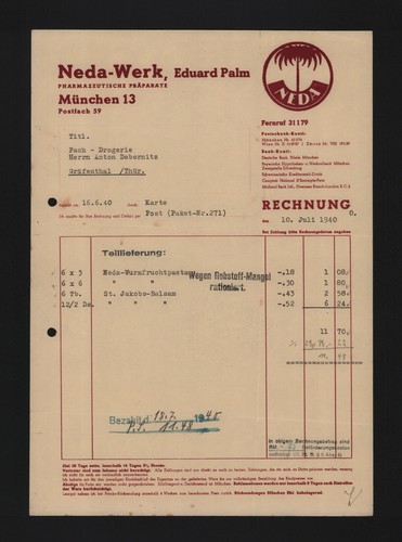 München rechnung 1940 - mÜnchen,,