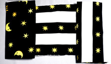 Bettwäsche-Garnitur mit Sonne, Mond + Sterne Design, schwarz-weiß-gelb, gebrauch