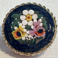 Mikromosaik  Brosche aus Italien Vintage Blumen Millefiori Florenz