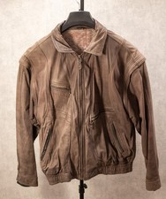 Herren Lederjacke & Weste 2-in-1, Größe 54, Vintage-Braun, abnehmbare Ärmel