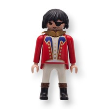 Playmobil Figur Pirat Mann Offizier Augenklappe Bart Uniform Rot Blau Gold Crew