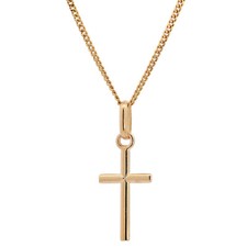 Anhänger Kreuz massiv 333 -8 Karat Gold mit vergoldeter Silberkette 