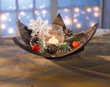 Teelichthalter-Set mit Holzstern, 11-teilig Schneeflocke Stern Edel Look  Neu