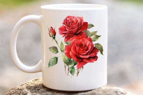Aquarell rote rose tasse - rose,