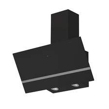 Dunstabzugshaube 80 cm kopffreie Schräghaube Wandhaube Glas Schwarz LED Respekta