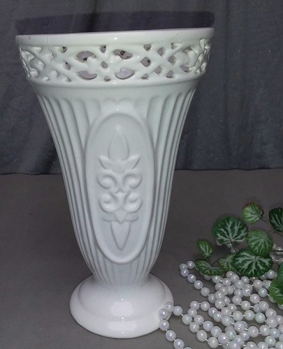 Blumen vase vintage cremeweiß - vase,