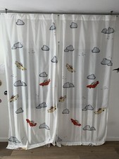 2 x Kinder Zimmer Ikea Vorhang Schals Gardine Hase Flugzeug Wolke