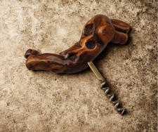 Vintage Wurzelholz Korkenzieher Mid Century Design Handarbeit 1970er Jahre