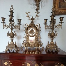 Antikes Kaminuhr Set 2