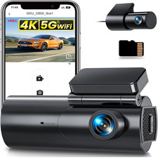 GKU Dashcam Auto Vorne Hinten 4K+1080P, 5GHz WiFi Dash Cam mit 64GB SD Karte,...