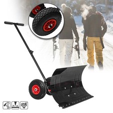 Schwarz Schneeschaufel Rollen Schneeschild + Rädern Eisen Schneeschieber Winkel