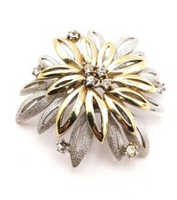 große Strass Brosche Gold