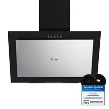 Dunstabzugshaube 60cm Wandhaube Umluft Abluft LED Schräghaube Edelstahl Schwarz