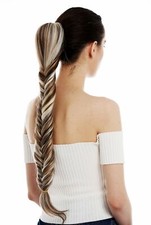 Haarteil Pferdeschwanz Zopf geflochten Grätenmuster Braun Hellblond gesträhnt