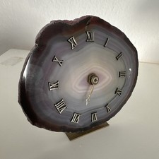 Achatuhr Tischuhr Kaminuhr Uhr aus Achat stehend Lila Halbedelstein Quarzuhrwerk
