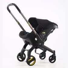 Leichter 4in1 Kinderwagen Babywagen mit 4 Rädern sicher faltbar Schwarz