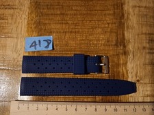 1x 20mm Uhrenarmband Vintage Tropic Stil Diver Strap Silikon BLAU SILBER A18