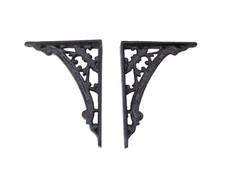 2 Regalwinkel Regalstützen Wandwinkel Antik Stil Gusseisen Bronze T: 18cm (6305)