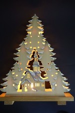 Weihnachtsbeleuchtung von Hellum, Tannenbaum/Kirche/Winter, Fensterbank