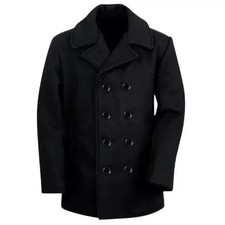 Herren US Navy Black Pea Coat