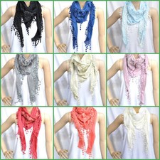 Dreieckstuch Halstuch Tuch Schal Stola Damen Fransen Spitze Faltens​chal Blumen