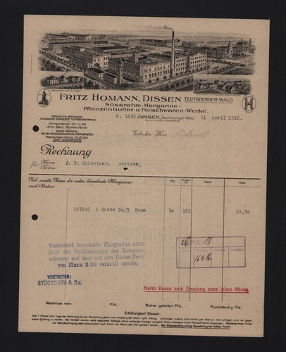 Dissen rechnung 1916 - rechnung, 1916,