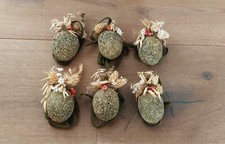 6 Eier Ostereier Heu mit Strohblumen Deko Osterdeko Kunsthandwerk