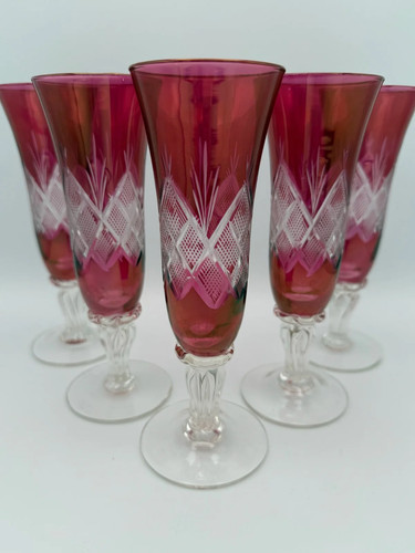 5er set vintage sektflöten - set, |