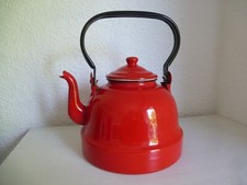 Vintage 60er rote Emaille Kaffeekanne Teekanne Kanne mit Deckel 18cm