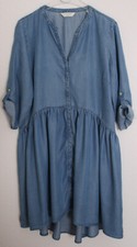 TCHIBO Kleid Jeanskleid Gr.40 denimblau Roll-up-Manschette