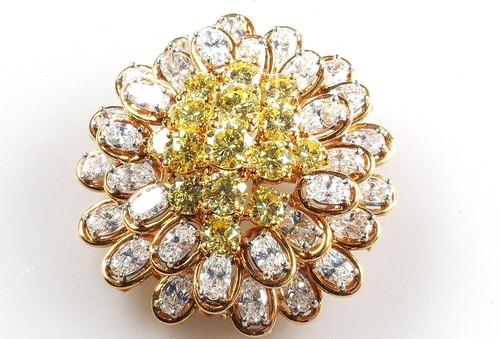 Diamant brosche - 18, kt.