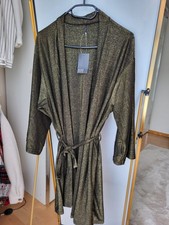 Mister Lady Offener Kimono Mit Gürtel In Schwarz Gold Gr.S