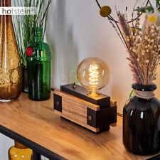 Retro Wohn Schlaf Zimmer Lampe Leuchte Holz/schwarz Nacht Tisch Lese Beleuchtung