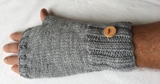 HAND STULPEN HERREN GR.11 GRAU PULSWÄRMER XXL WOLLHANDSCHUHE