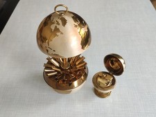 Vintage Zigarrettenspender Tischfeuerzeug Globus Erdkugel Gold 50er Jahre Design