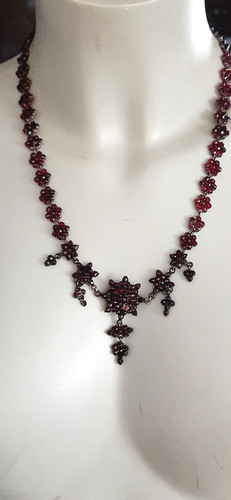 Jugendstil collier granat - collier,