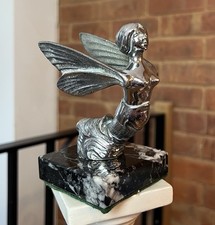 Vintage Wenes Art Deco Auto Maskottchen Motorhaube Haubenornament 20er 30er Libelle Mädchen 