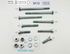 10 St. M10x50 DIN 931 10.9 Sechskantschrauben mit Schaft verzinkt ISO 4014