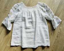 LEINENBLUSE WEISS MIT GOLD