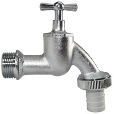 Wasserhahn Auslaufventil Zapfhahn matt chrom mit Knebel 3/4 Zoll