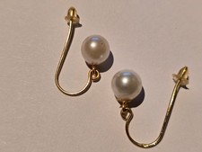 Japanische Akoya Salzwasser Perlen Ohrringe Ohrstecker 7-8 mm Gelbgold