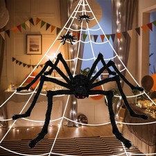 Spinnennetz 7M Halloween Deko Outdoor Spinne Set Dekoration Riesenspinne Plüsch