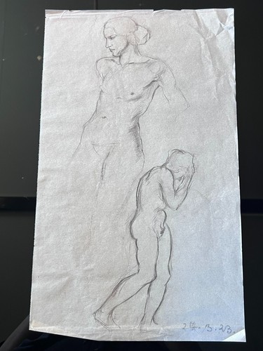 Antike bleistift zeichnung - bleistift, akt