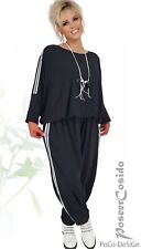 LAGENLOOK Stripe Tunika Long-Shirt L-XL-XXL-XXXL 42 44 46 48 50 52 54 56 schwarz