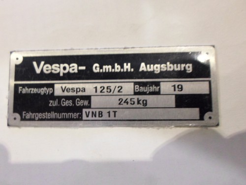 Typenschild vespa gmbh - vespa,