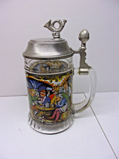 Bierkrug Zinndeckel mit Posthorn und Spieluhr Bierseidel SUPERSTAR SWITZERLAND
