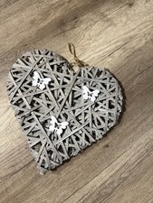 Großes Weidenherz Grau-Weiss